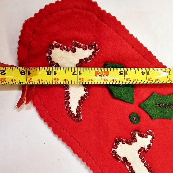 Vintage Double Sided Felt Sequin Christmas Cowboy Stocking Handmade 19" 1950's - Picture 14 of 16